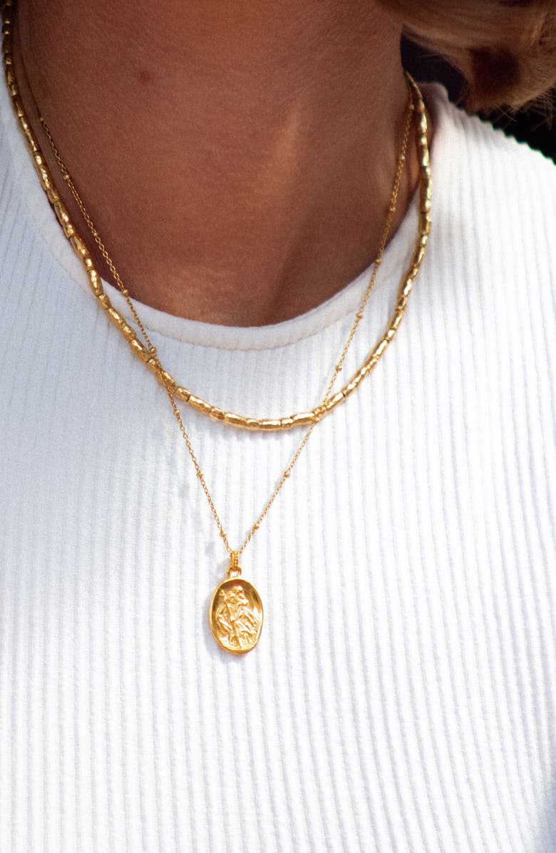 Dower & Hall St. Christopher Talisman Necklace, Alternate, color, Yellow Gold Vermeil