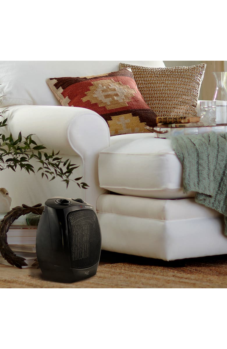 Vie Air 1500W Portable 2-Settings Office Black Ceramic Heater with Adjustable Thermostat, Alternate, color, Black