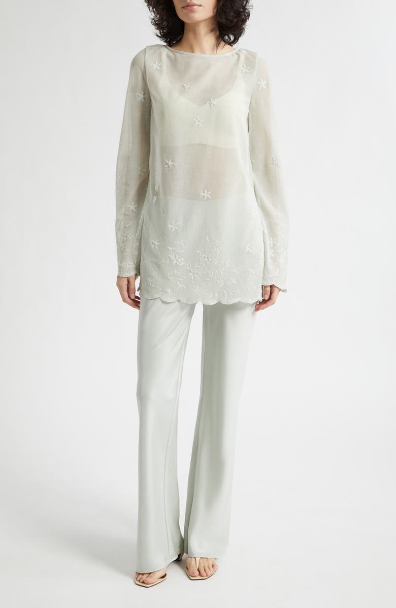POSSE Cove Sheer Embroidered Tunic, Alternate, color, Seafoam