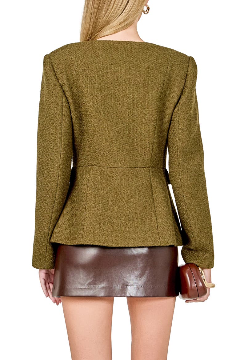 Collarless Blazer, Alternate, color, KHAKI