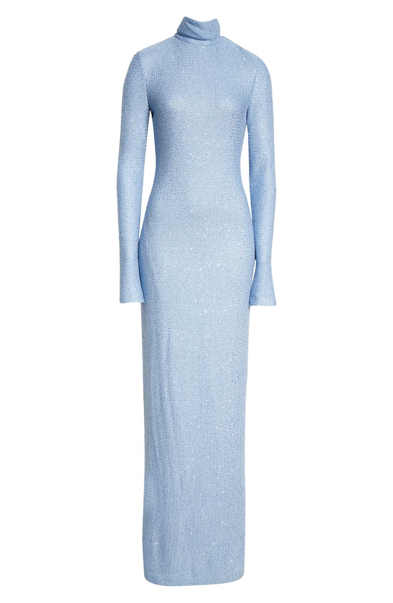 St. John Evening High Neck Long Sleeve Sequin Knit Gown, Alternate, color,