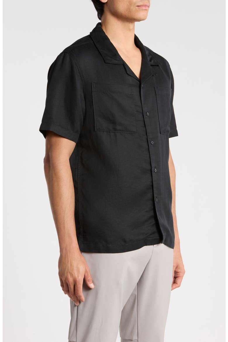 Marco Solid Camp Shirt, Alternate, color, TRUE BLACK