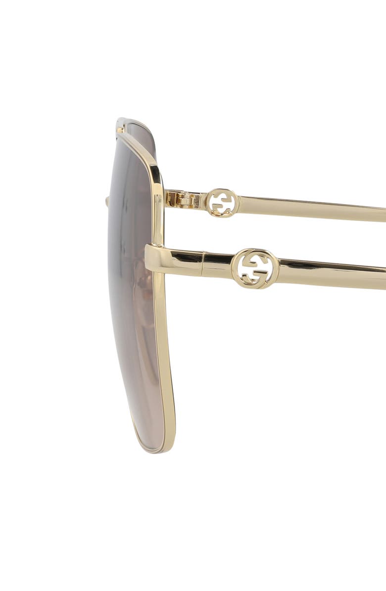 Gucci 63mm Oversize Square Sunglasses, Alternate, color, Gold Gold Brown