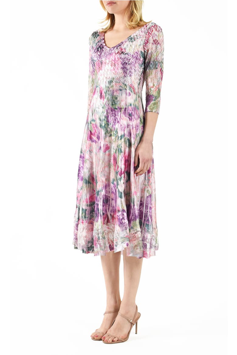 Rose Lace Sleeve CharmueseDress, Alternate, color, Bouquet Rose