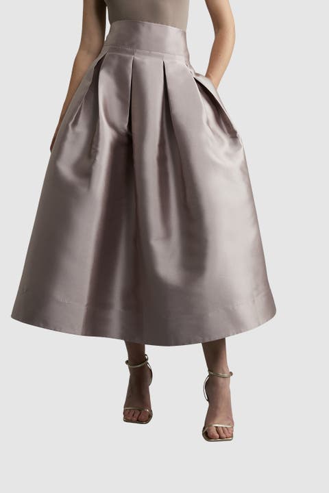 Twill Woven Prom Maxi Skirt