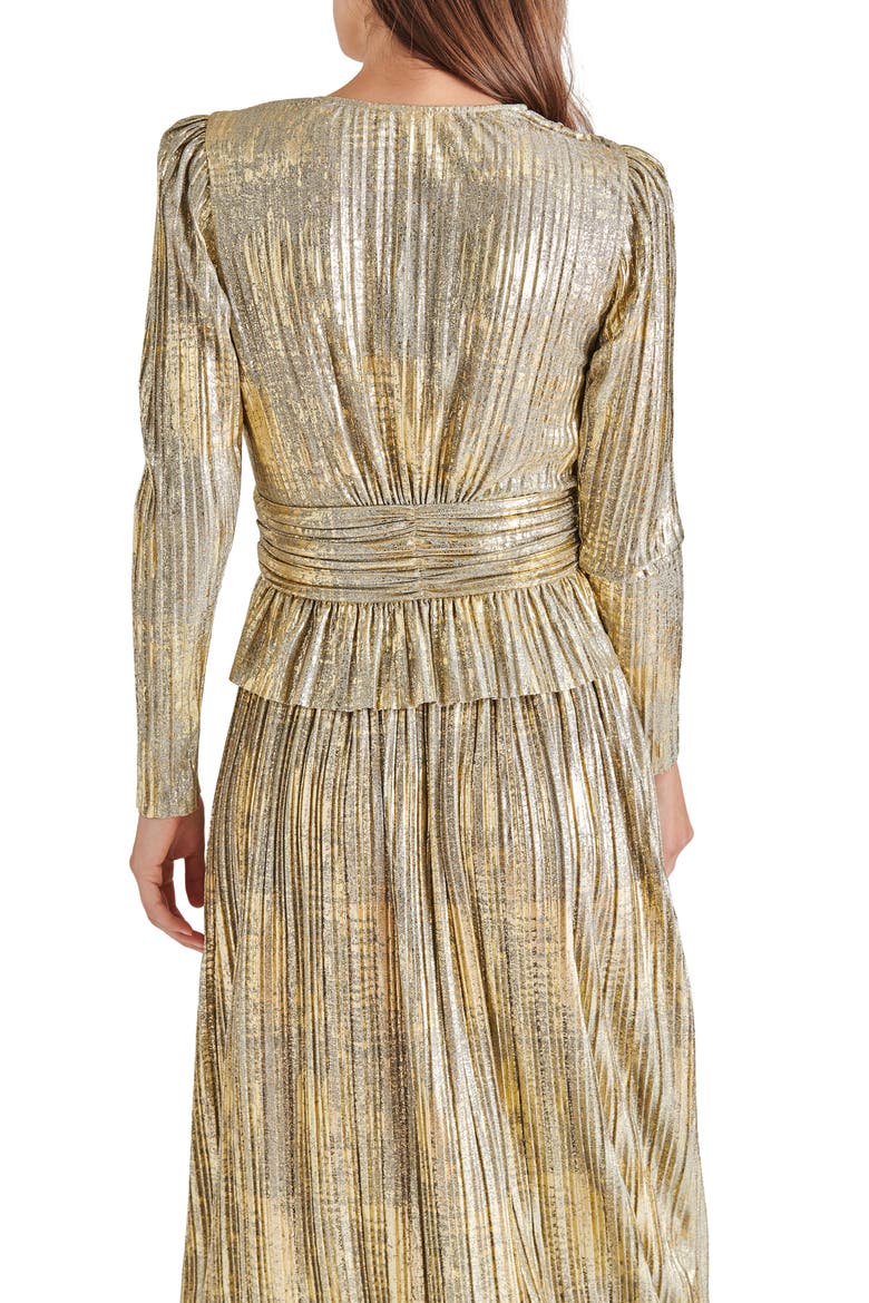 Azura Metallic Peplum Top, Alternate, color, GOLD