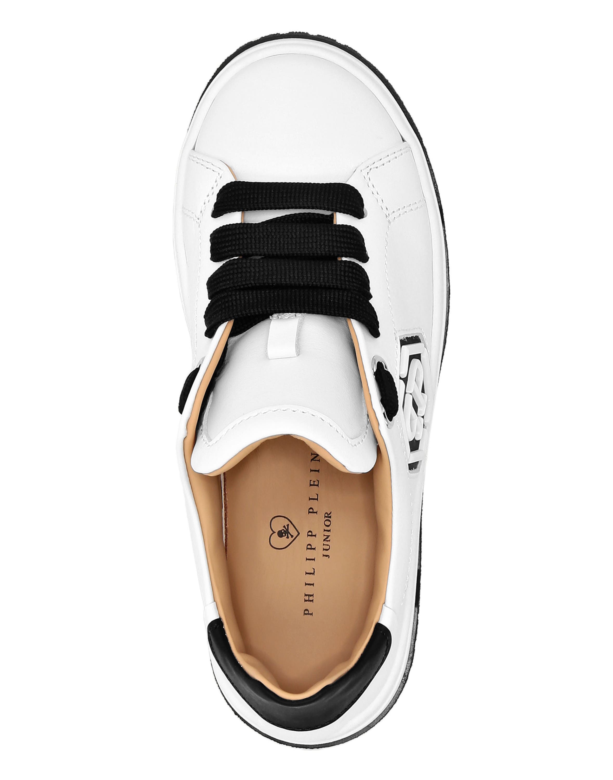 Leather Lo-Top Sneakers Hexagon Boy, Alternate, color, white/black