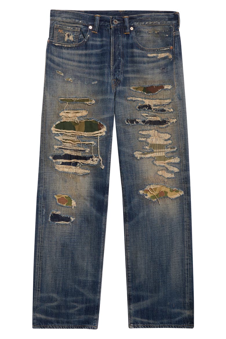 Relaxed Fit Ripped & Repaired Straight Leg Jeans (Men) | Nordstrom