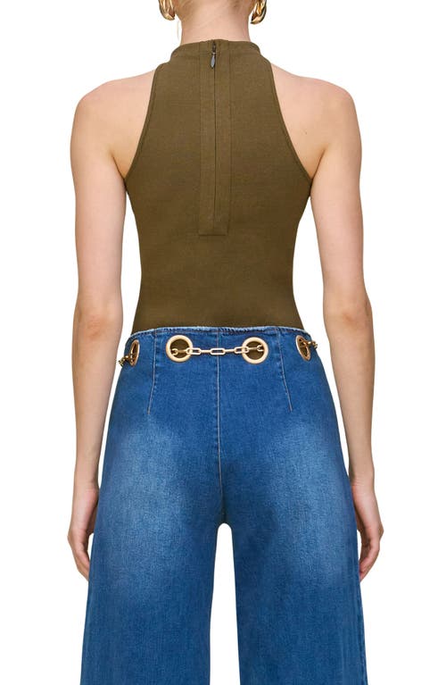 Cult Gaia Cassius Funnel Neck Bodysuit In Green