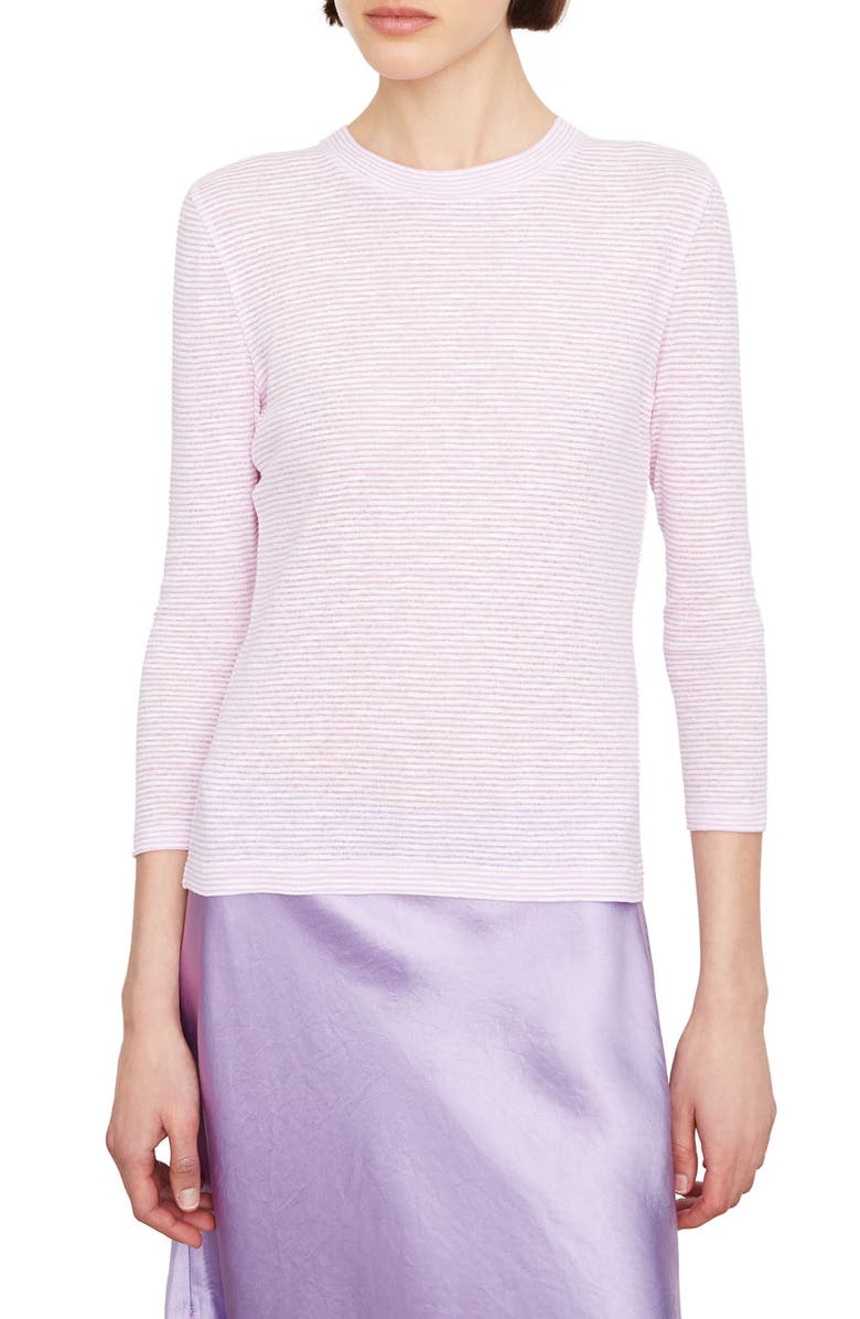 Vince Microstripe Three-Quarter Sleeve T-Shirt, Main, color, 