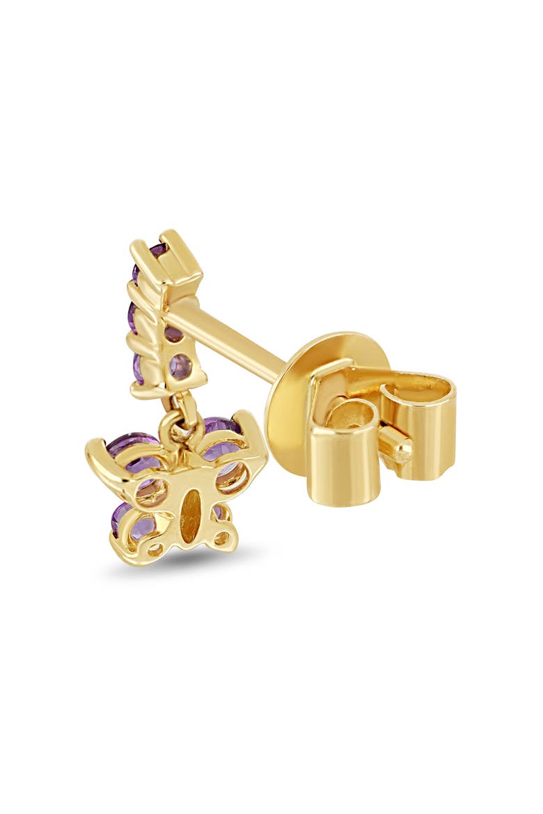 BLC 14K Gold Amethyst Butterfly Stud Earrings, Alternate, color, 14KY