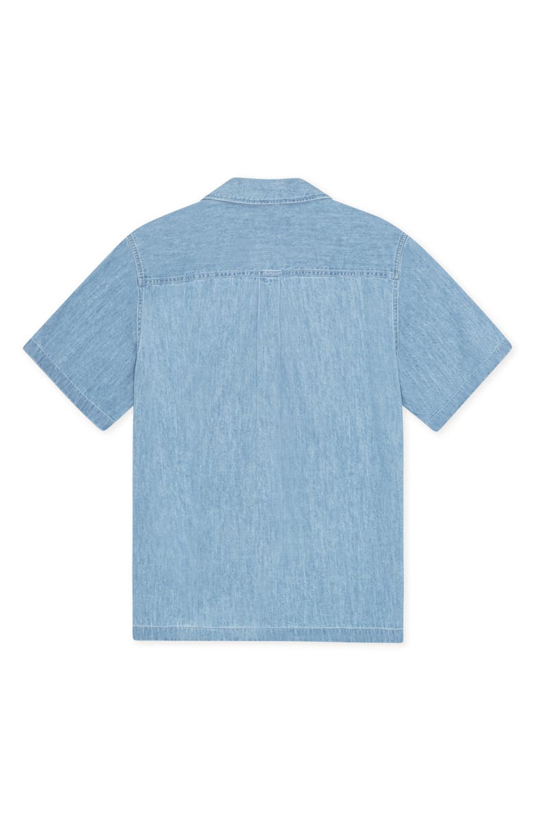 Les Deux Lesley Organic Cotton Denim Camp Shirt, Alternate, color, Light Indigo Wash