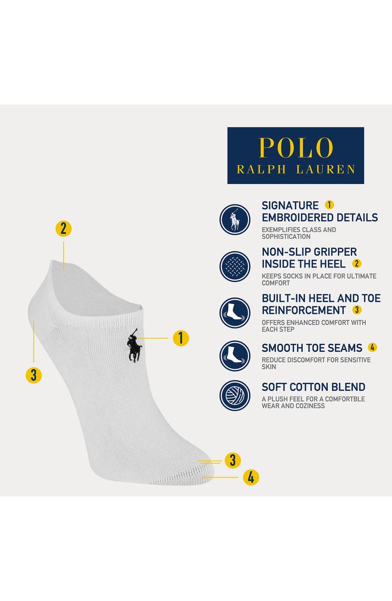 Polo Ralph Lauren Assorted 6-Pack High Cut Liner Socks, Alternate, color, Grey Heather/ Assorted