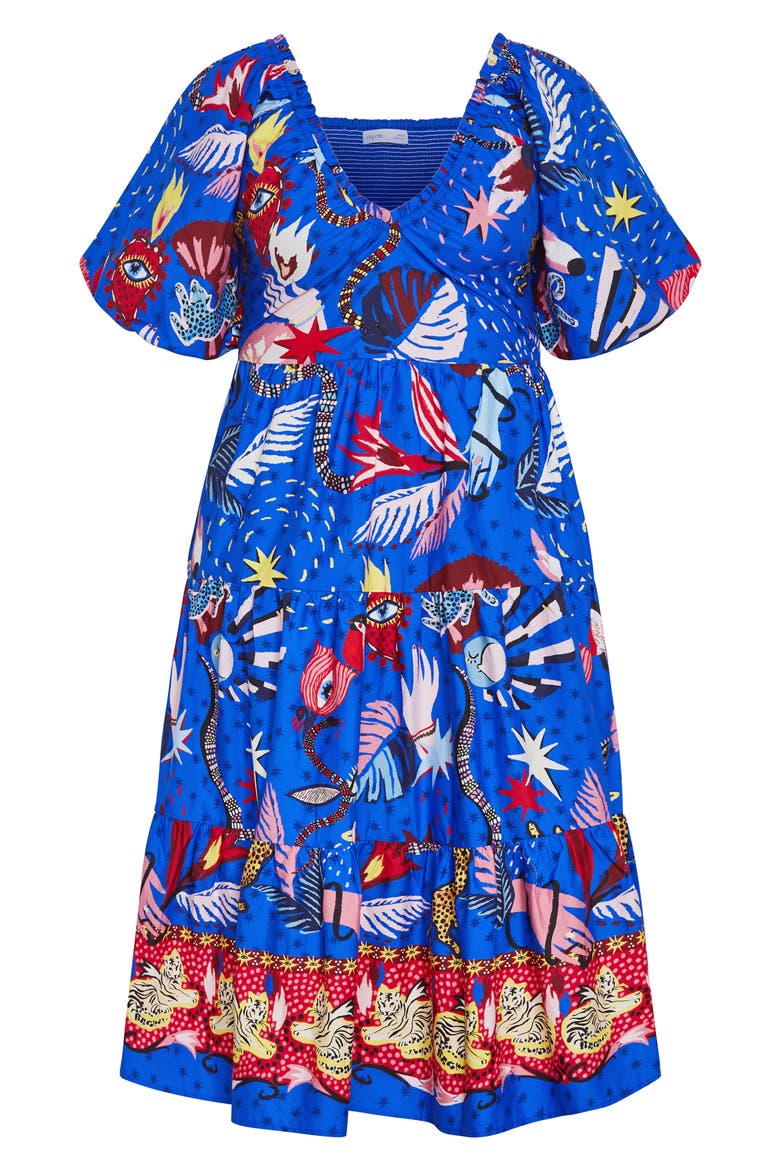Simona Mixed Print Midi Dress, Alternate, color, CALISTA