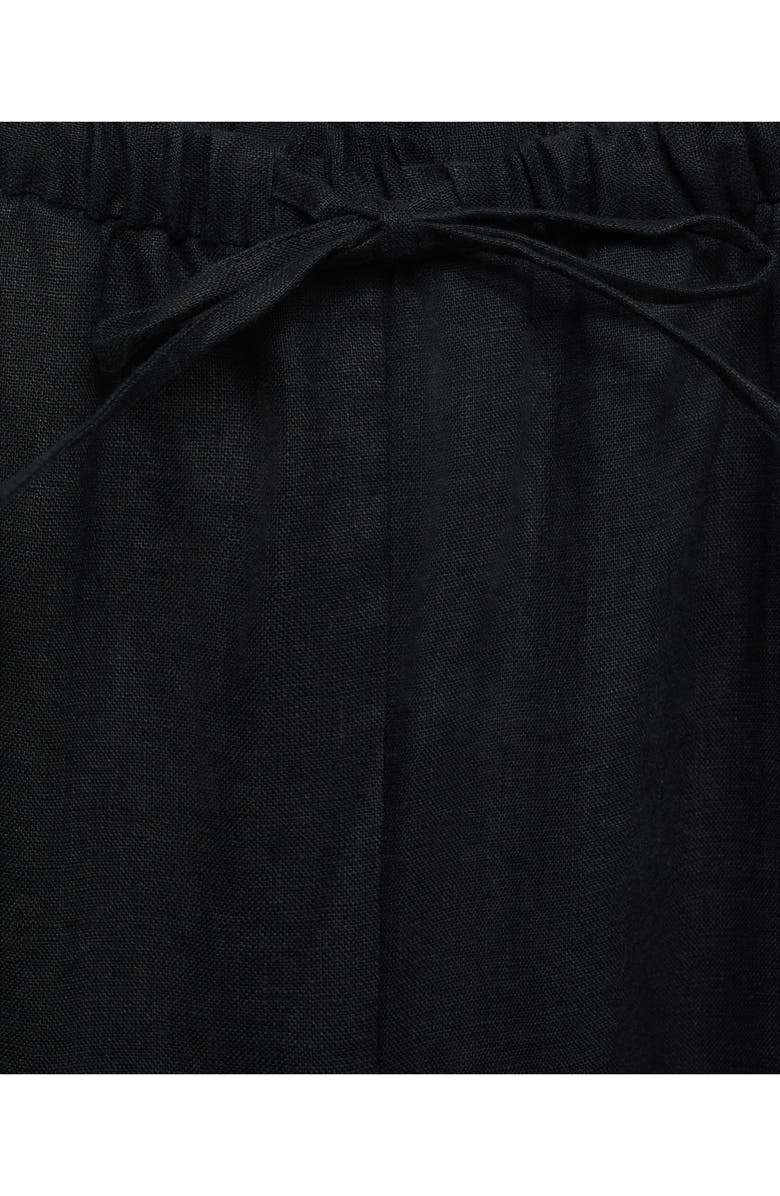 MANGO Tie Waist Wide Leg Linen Pants, Alternate, color, 