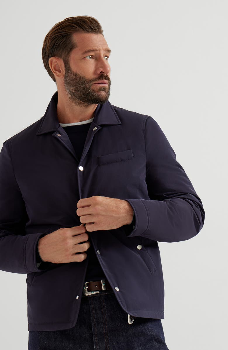 Brunello Cucinelli Shirt-style outerwear jacket, Alternate, color, Blue