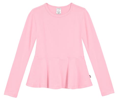Girls Soft Cotton Long Sleeve Peplum Tee (Toddler/Kids)
