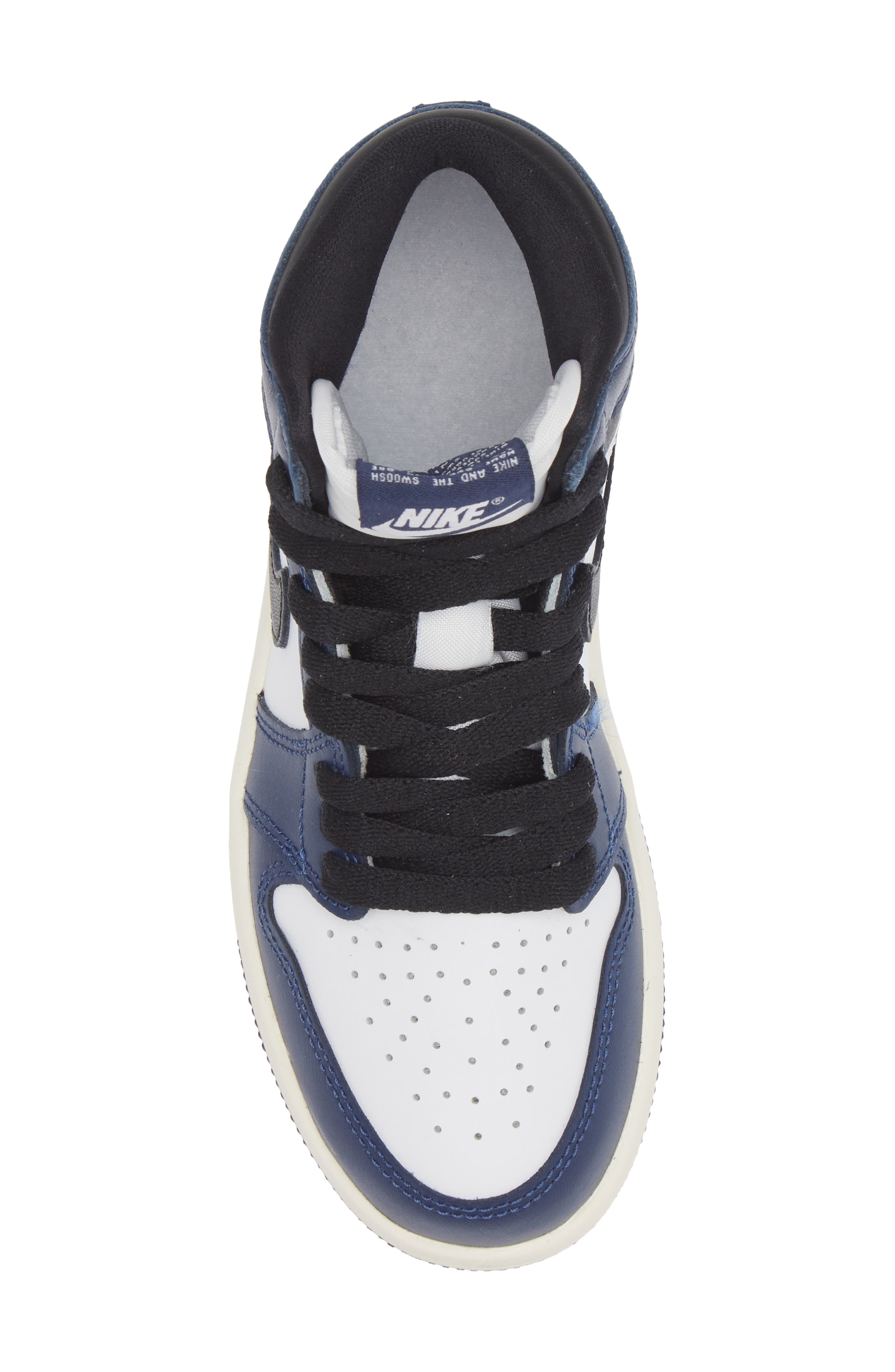 Jordan Kids' Air Jordan 1 Retro High OG Basketball Sneaker, Alternate, color, Navy/ Black/ White/ Sail