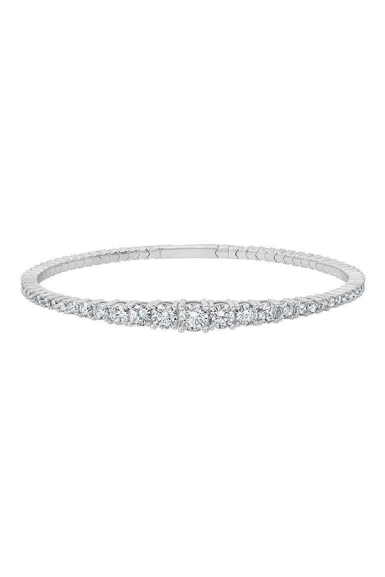 Graduated Round Cubic Zirconia Flex Bracelet, Main, color, PURE PLATINUM/ CLEAR STONE