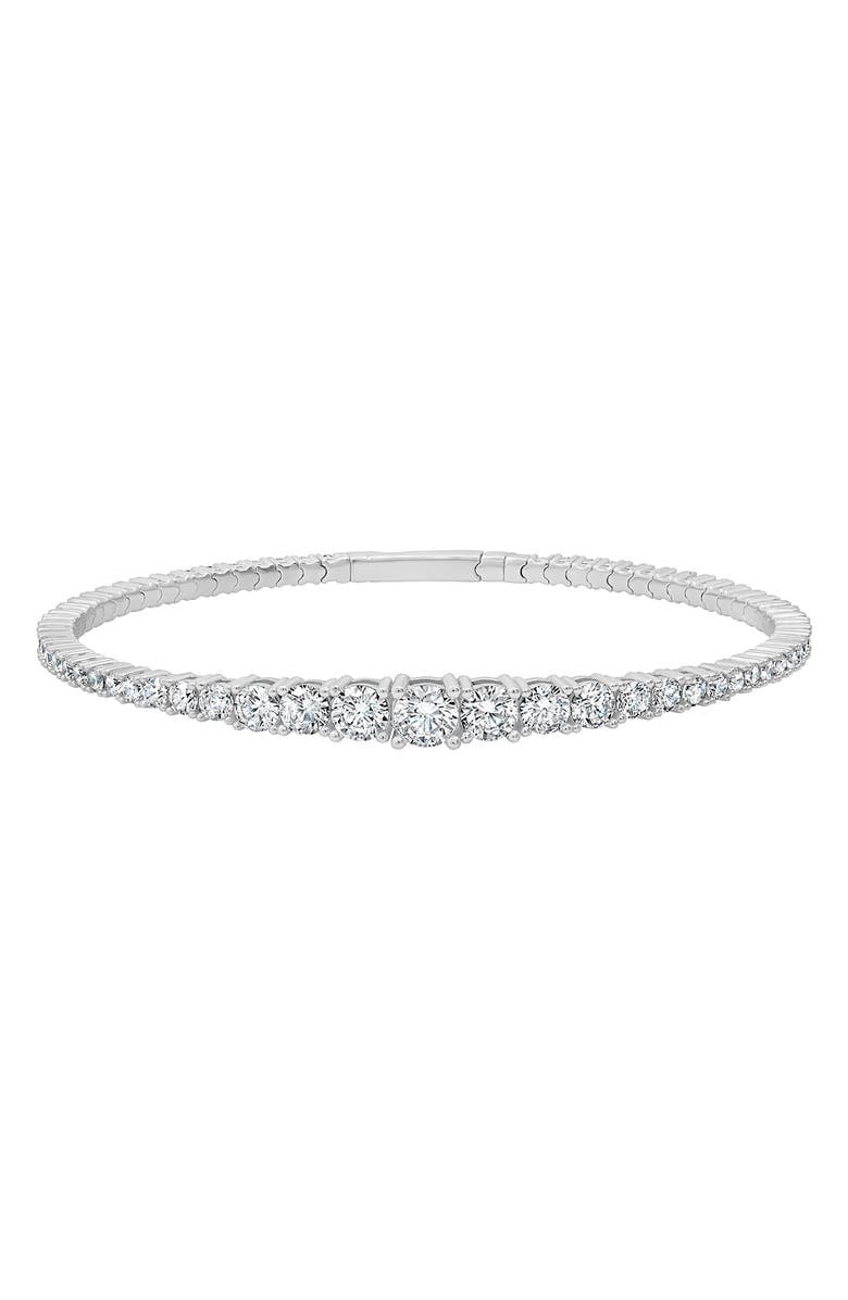 Crislu Graduated Round Cubic Zirconia Flex Bracelet, Main, color, Pure Platinum/ Clear Stone
