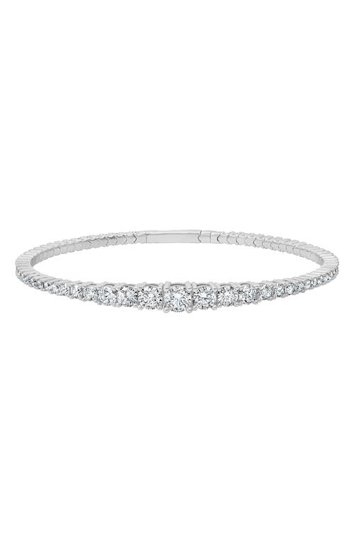 Crislu Graduated Round Cubic Zirconia Flex Bracelet in Pure Platinum/Clear Stone 