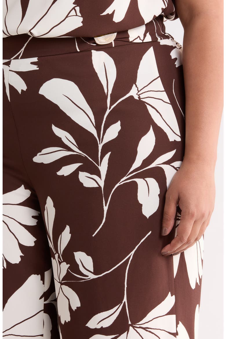 Floral High Waist Crop Wide Leg Pants, Alternate, color, DK CHOC/ WHT DV