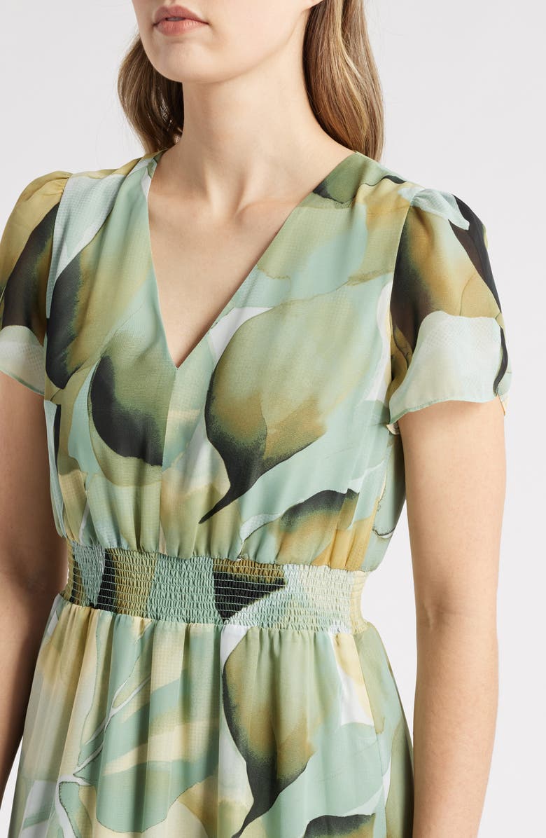 Anne Klein Abstract Print Handkerchief Hem Chiffon Dress, Alternate, color, 