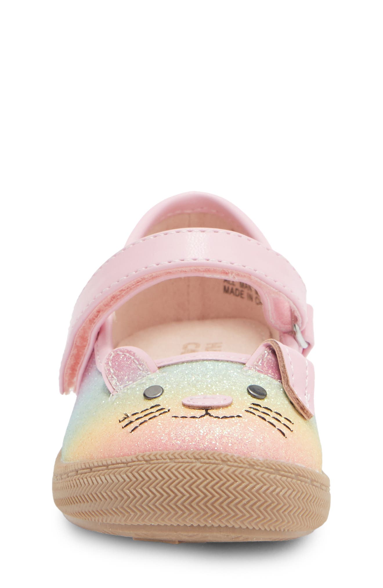 Kids' Bunny Critter Mary Jane Flat, Alternate, color, RAINBOW GLITTER