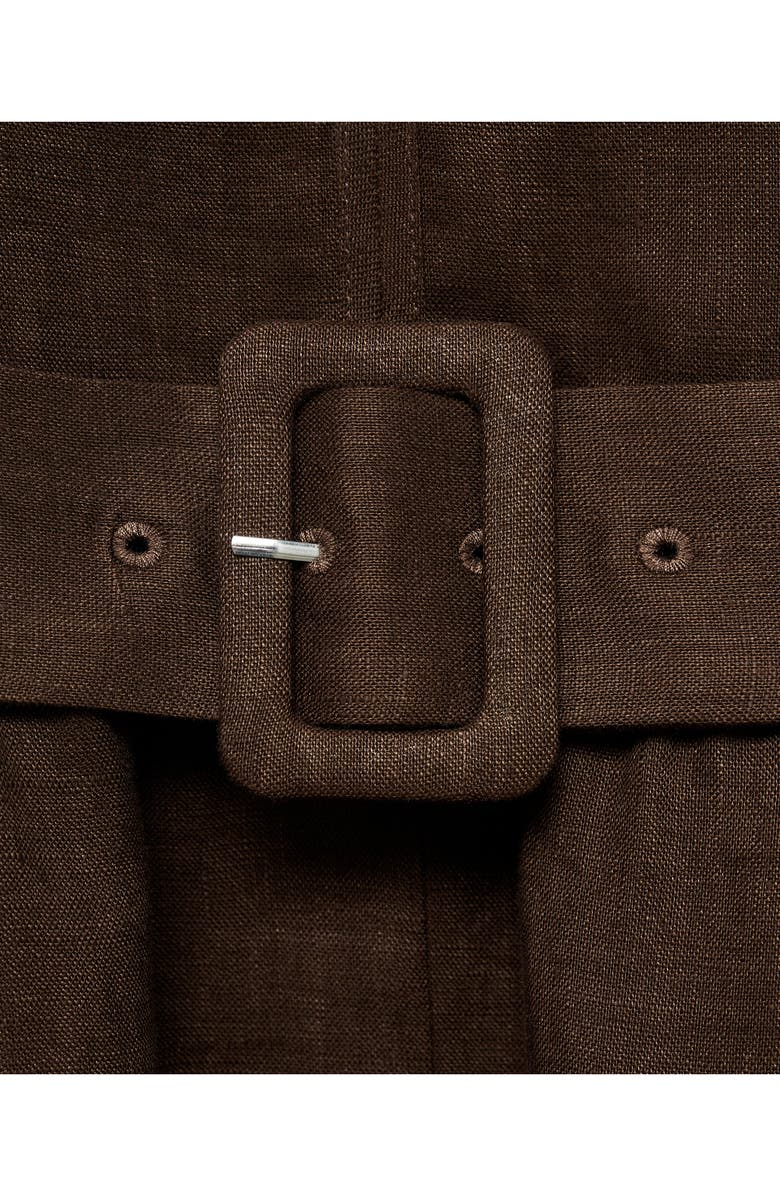 MANGO Sleeveless Belted Linen Midi Dress, Alternate, color, 