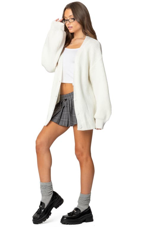 Edikted Mathilde Oversize V-neck Cardigan In Cream