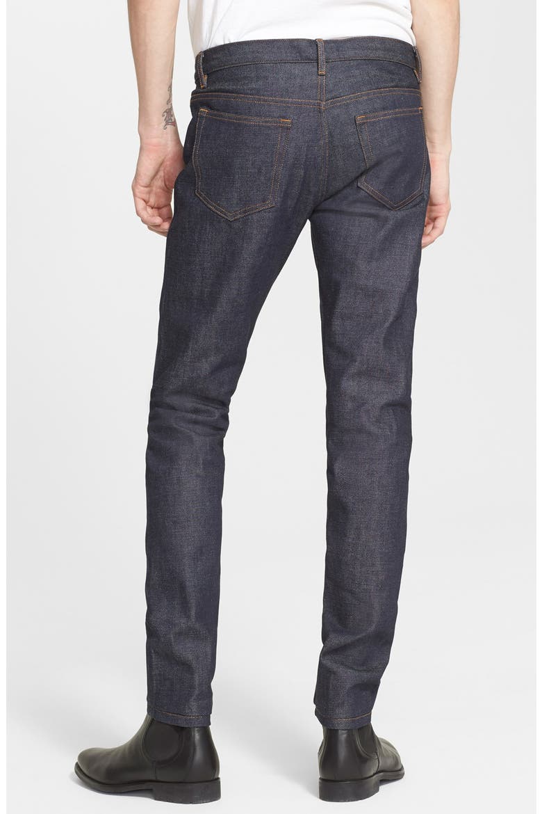 Petit Standard Slim Fit Raw Selvedge Jeans, Alternate, color, INDIGO WASH
