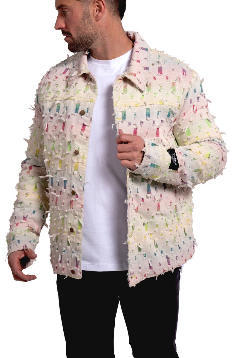 Maceoo Ascension 0013 Lined Denim Jacket, Alternate, color, Ivory/Brown