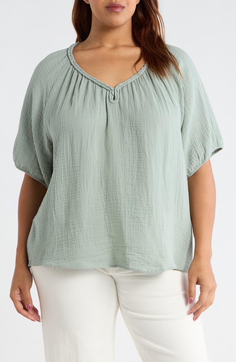 beachlunchlounge Xyla Cotton Gauze Top, Main, color, 