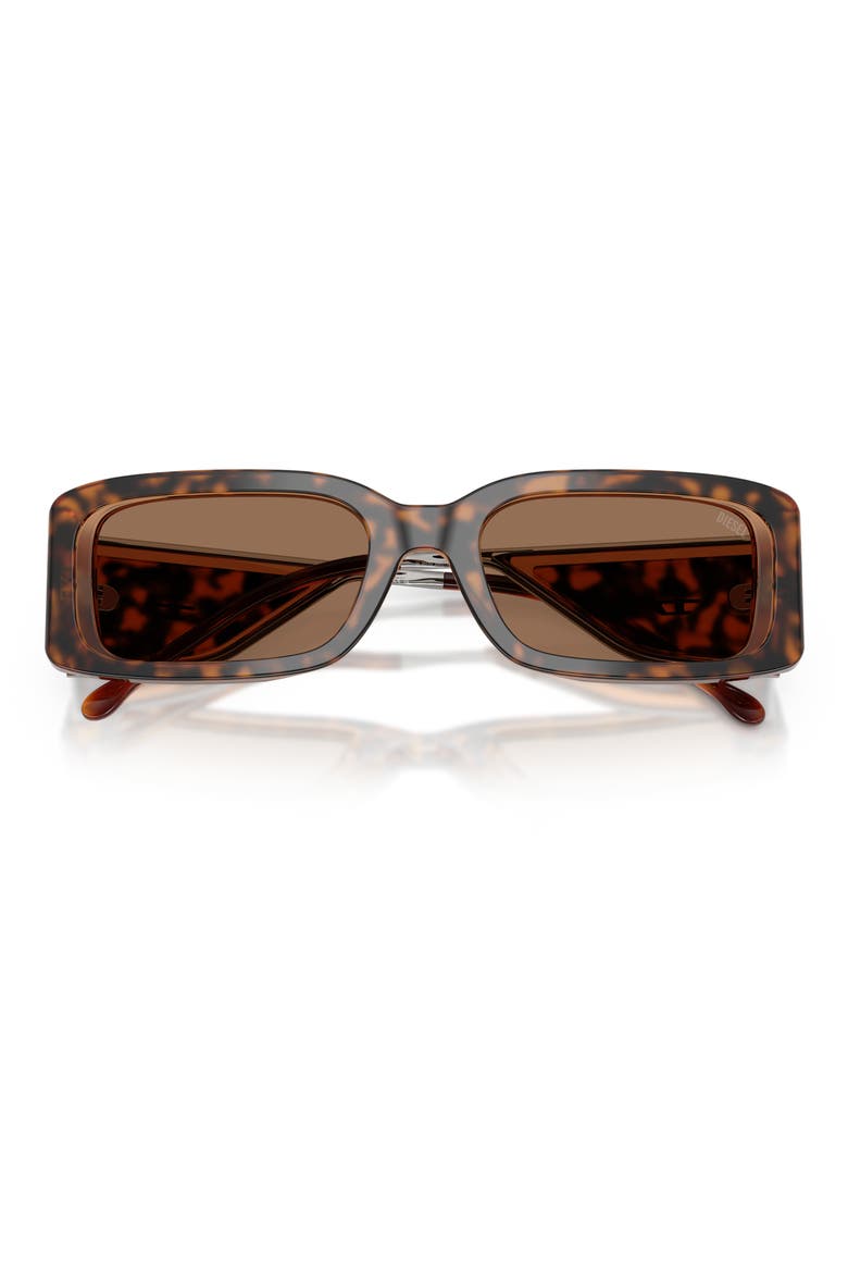 53mm Rectangular Sunglasses, Alternate, color, BILAYER HAVANA / DARK BROWN