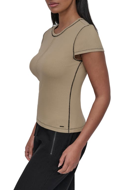 Dkny Contrast Stitch Rib Knit T-shirt