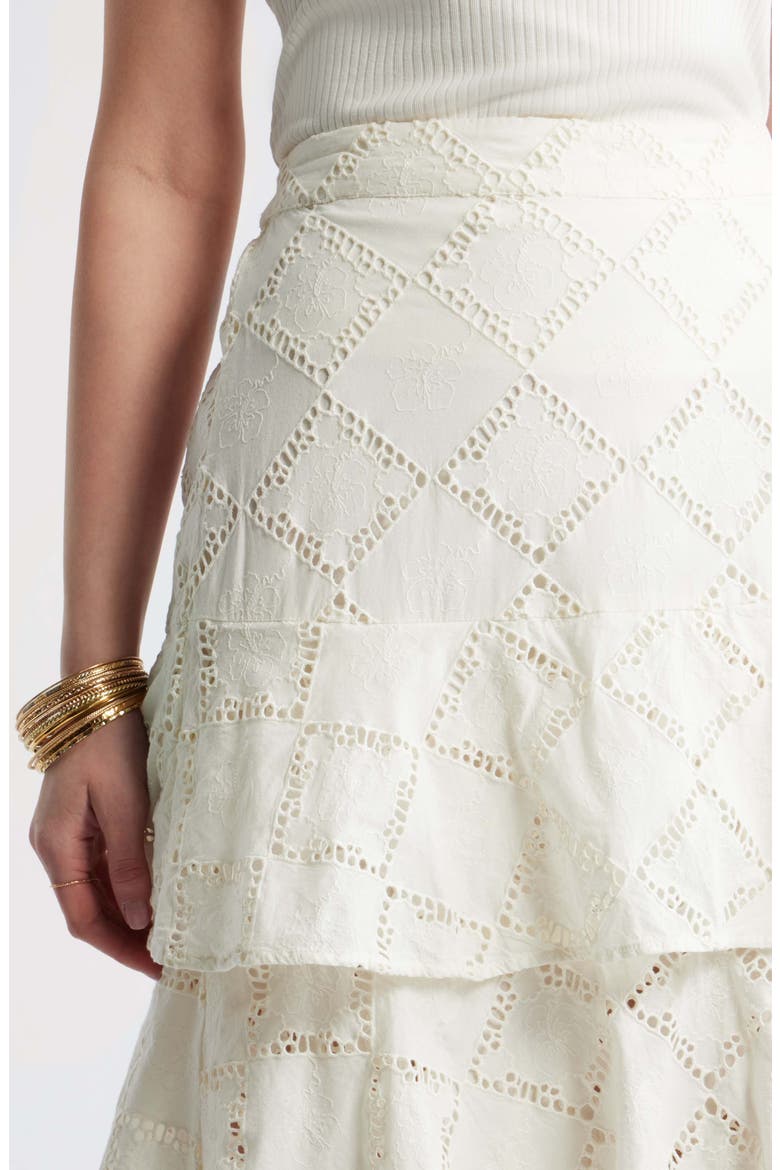 Tiered Eyelet Embroidered Maxi Skirt, Alternate, color, IVORY EGRET