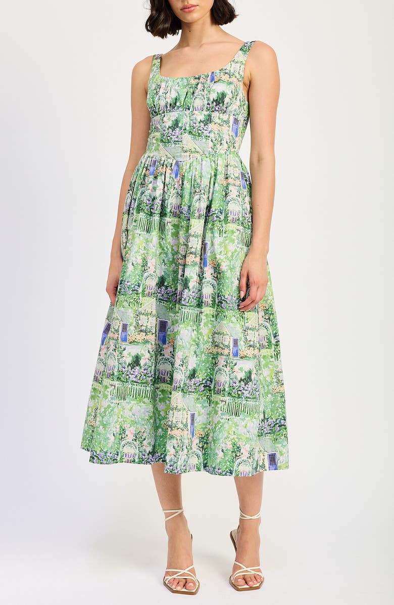 En Saison Molly Corset Cotton Midi Sundress, Main, color, 