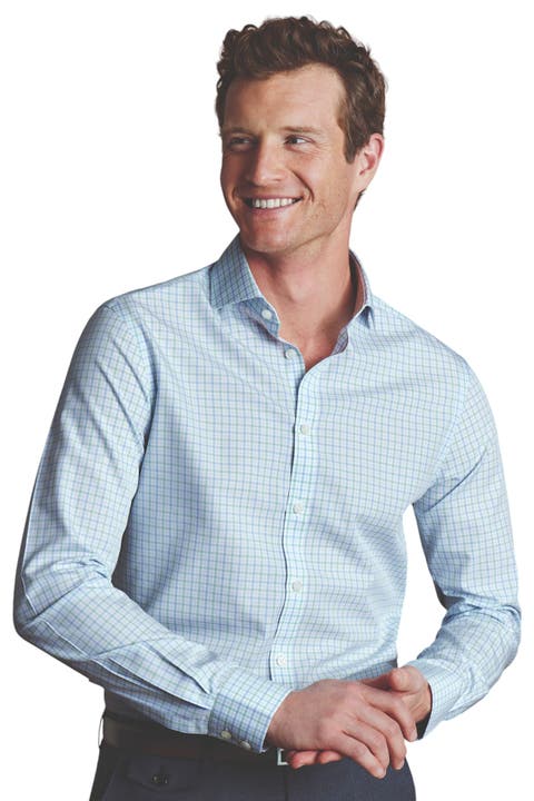Check Non-Iron Twill Cutaway Slim Fit Shirt Single Cuff