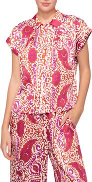 MELLODAY Satin Button-Up Shirt