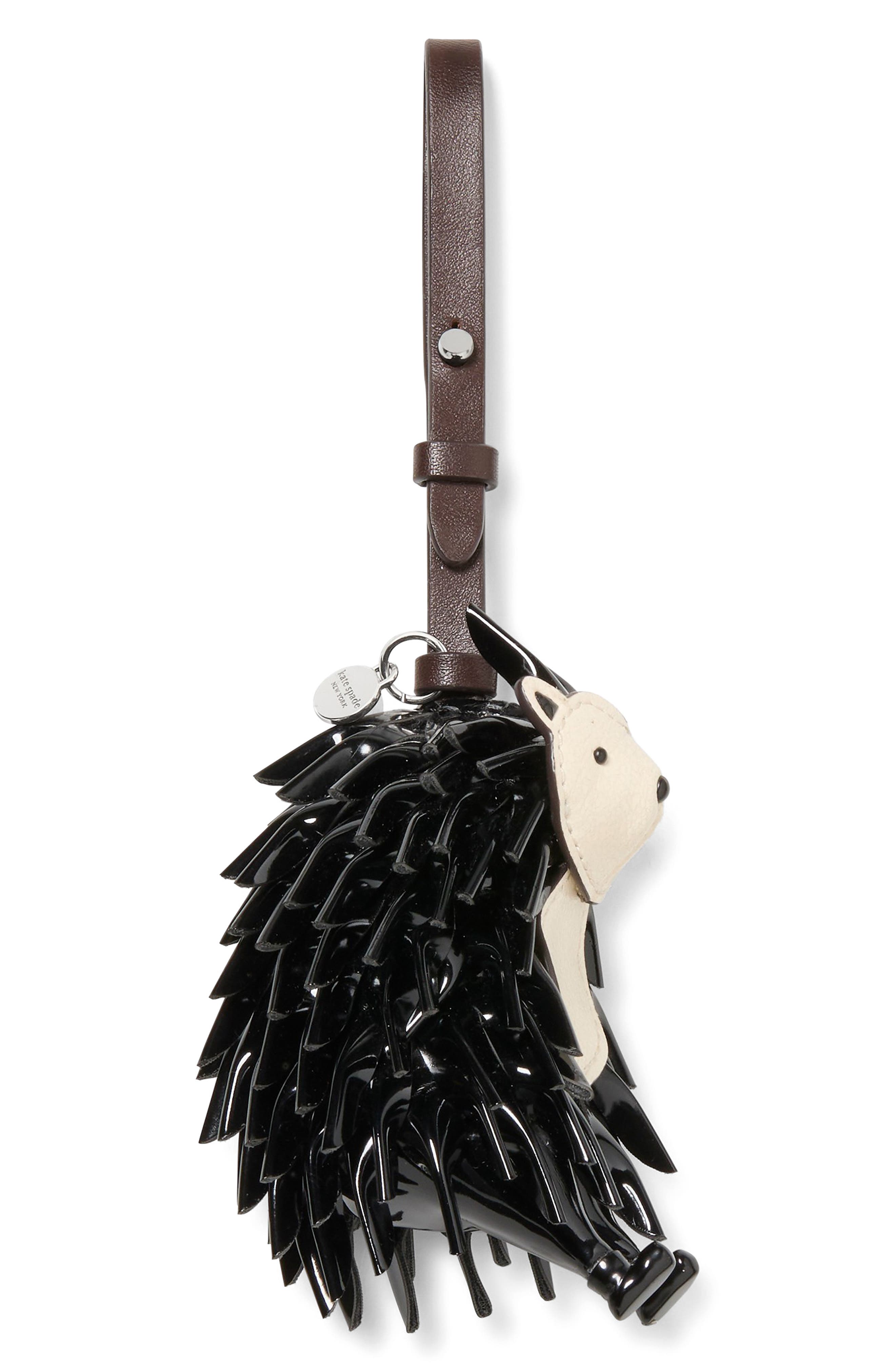 Kate Spade New York critters stevie hedgehog bag charm, Main, color, Black Multi