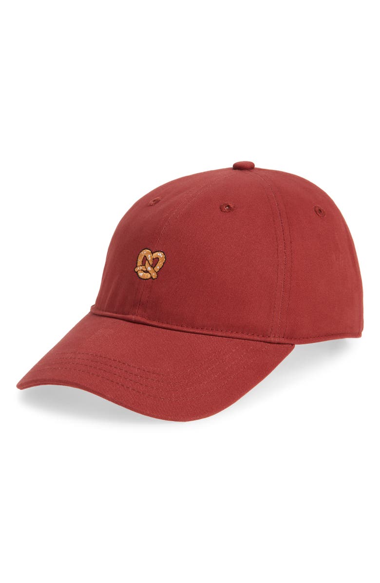 FRASIER STERLING Embroidered Pretzel Baseball Cap, Main, color, Red