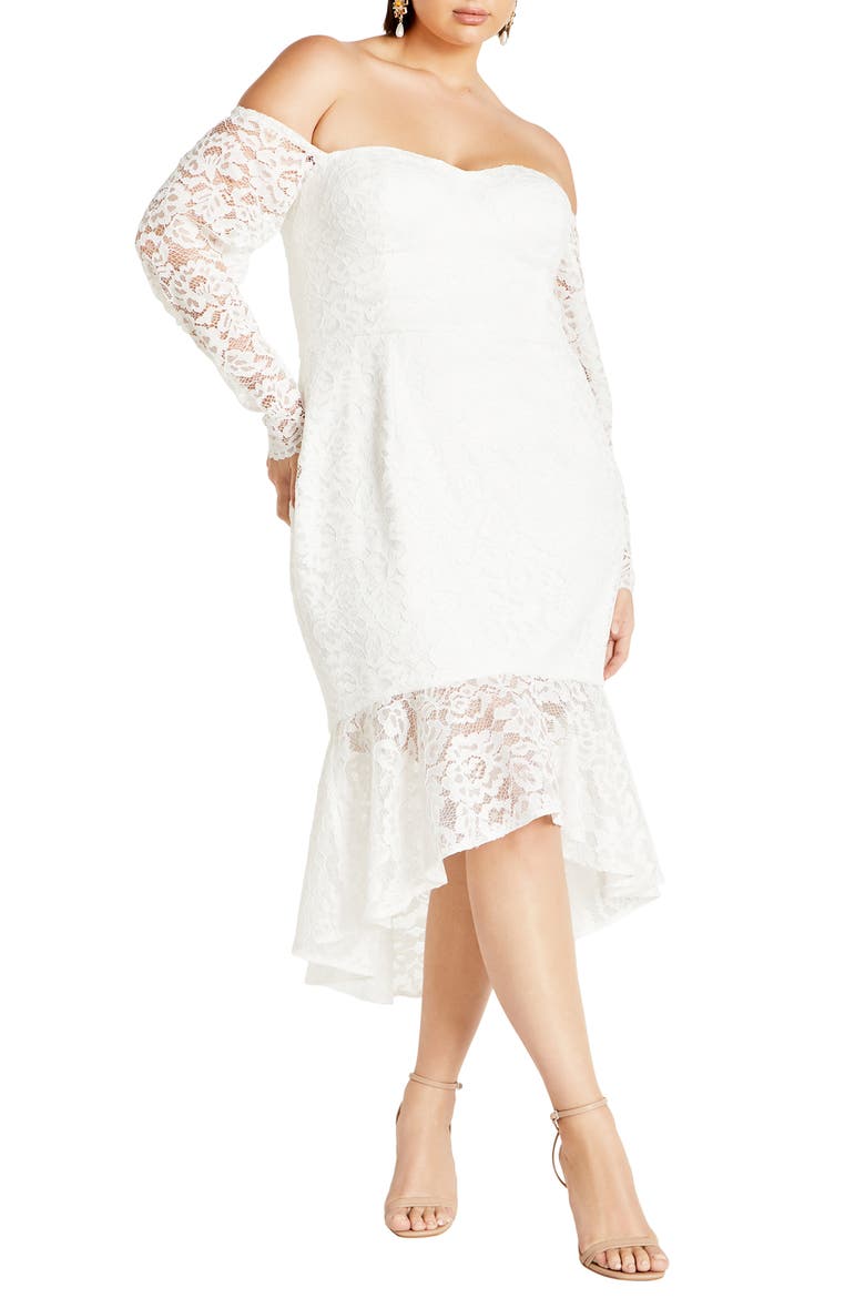 Athena Off the Shoulder Long Sleeve Dress, Alternate, color, IVORY