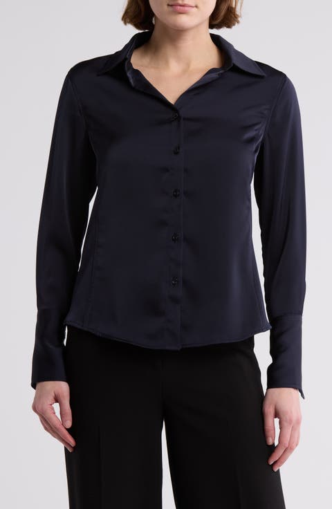 Solid Long Sleeve Button-Up Shirt