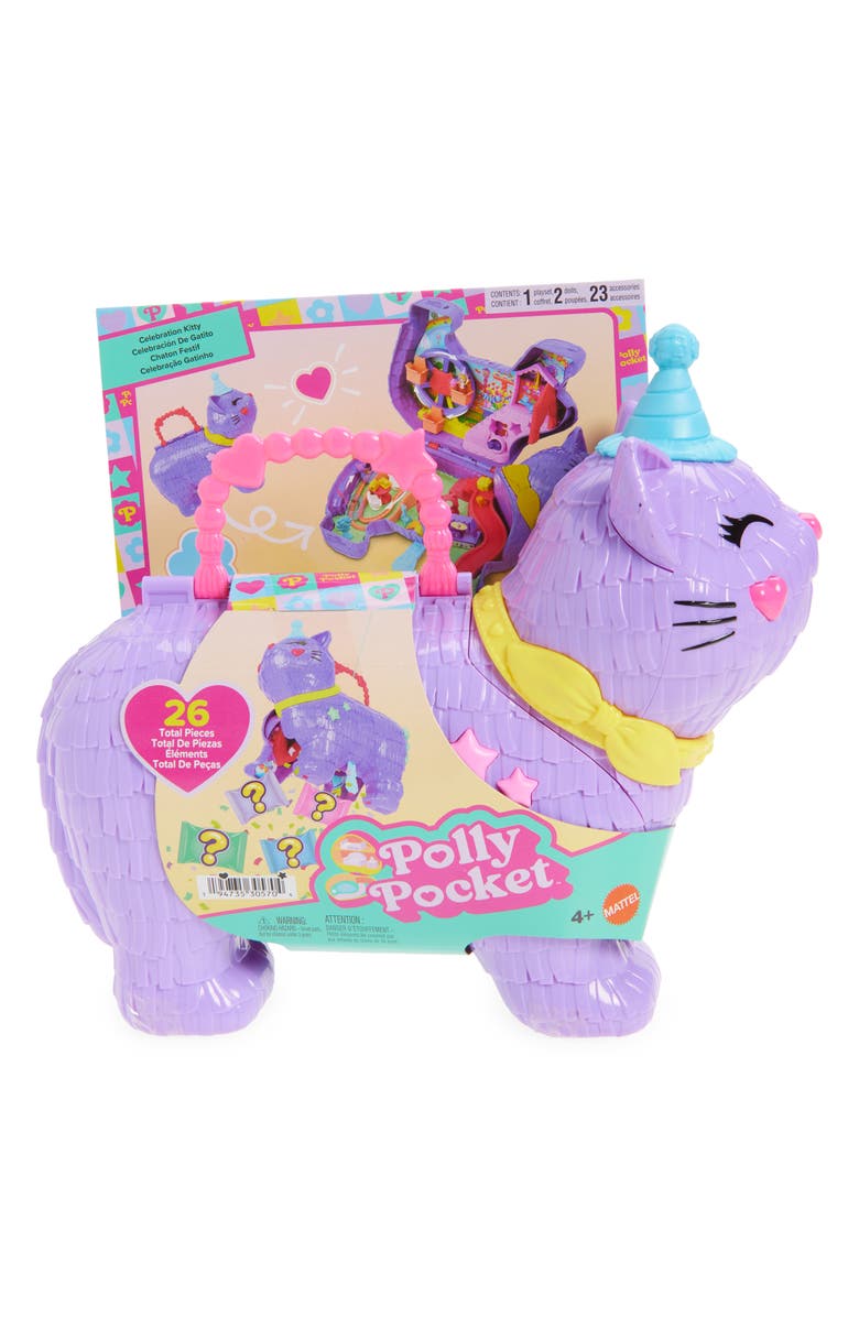 Polly Pocket Celebration Kitty Playset, Main, color, Purple Multi