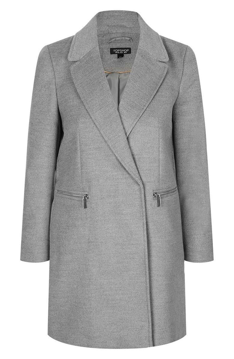 Topshop 'Meg' Zip Pocket Coat, Alternate, color, 