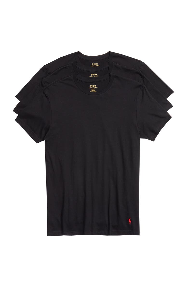 3-Pack Crewneck T-Shirts, Main, color, BLACK