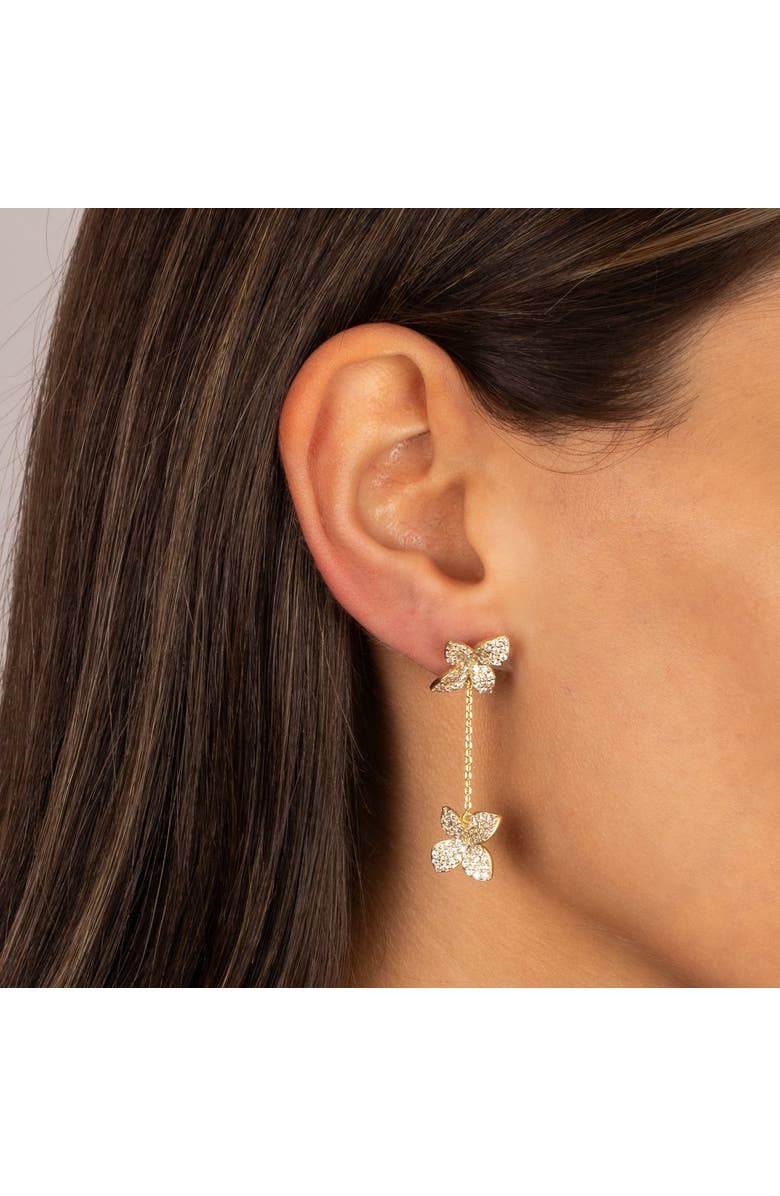 BY ADINA EDEN CZ Dangling Chain Flower Earring, Alternate, color, Gold