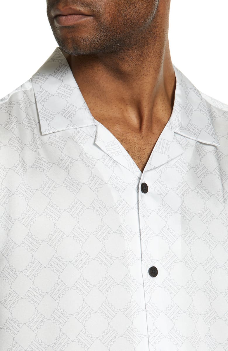 Reiss Suarez Woven Short Sleeve Button-Up Camp Shirt, Alternate, color, Soft Grey