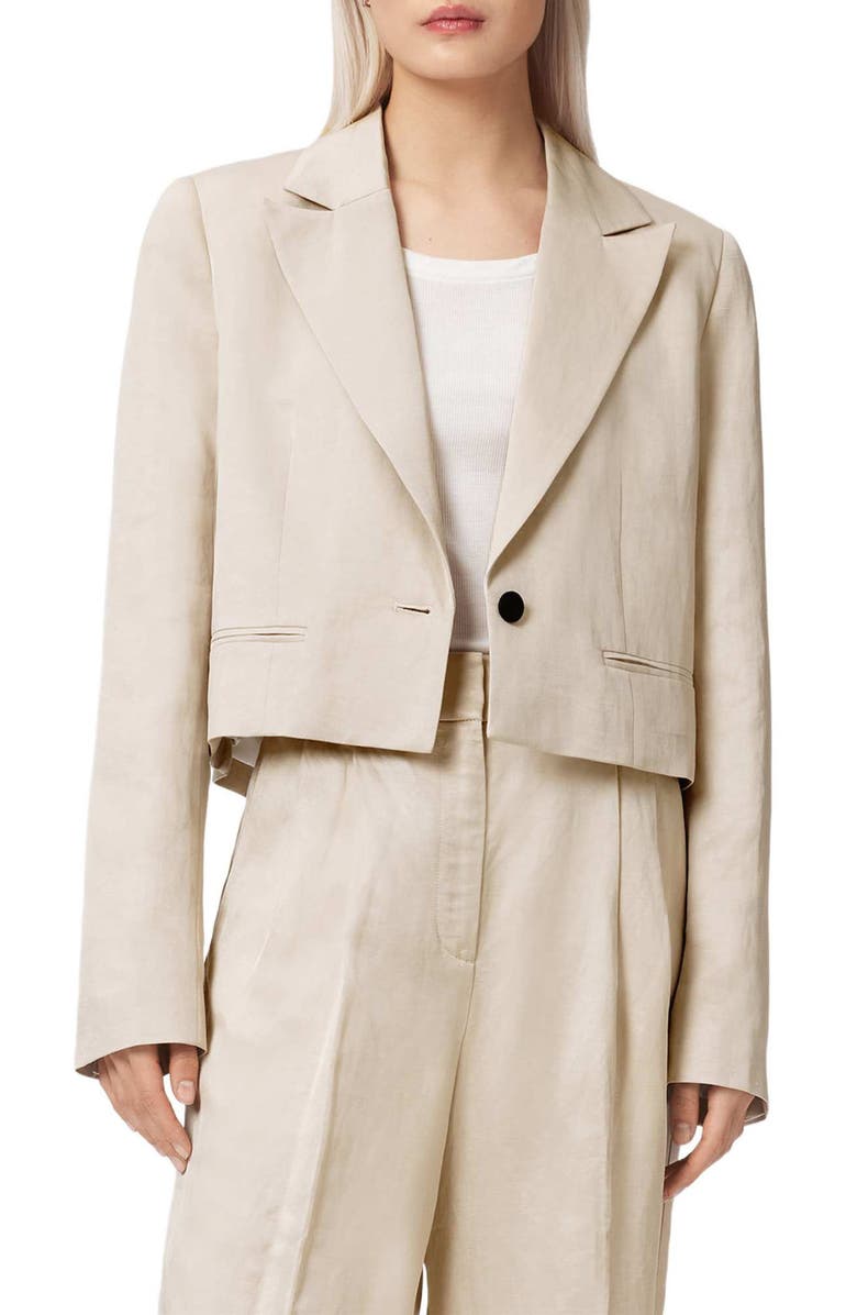 AllSaints Helena Crop Blazer, Alternate, color, Stone