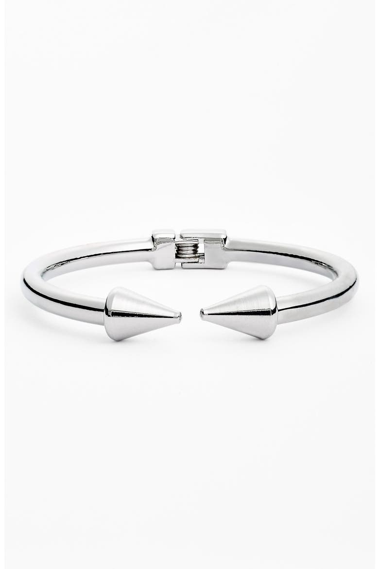 Spike Hinge Cuff, Main, color, SILVER